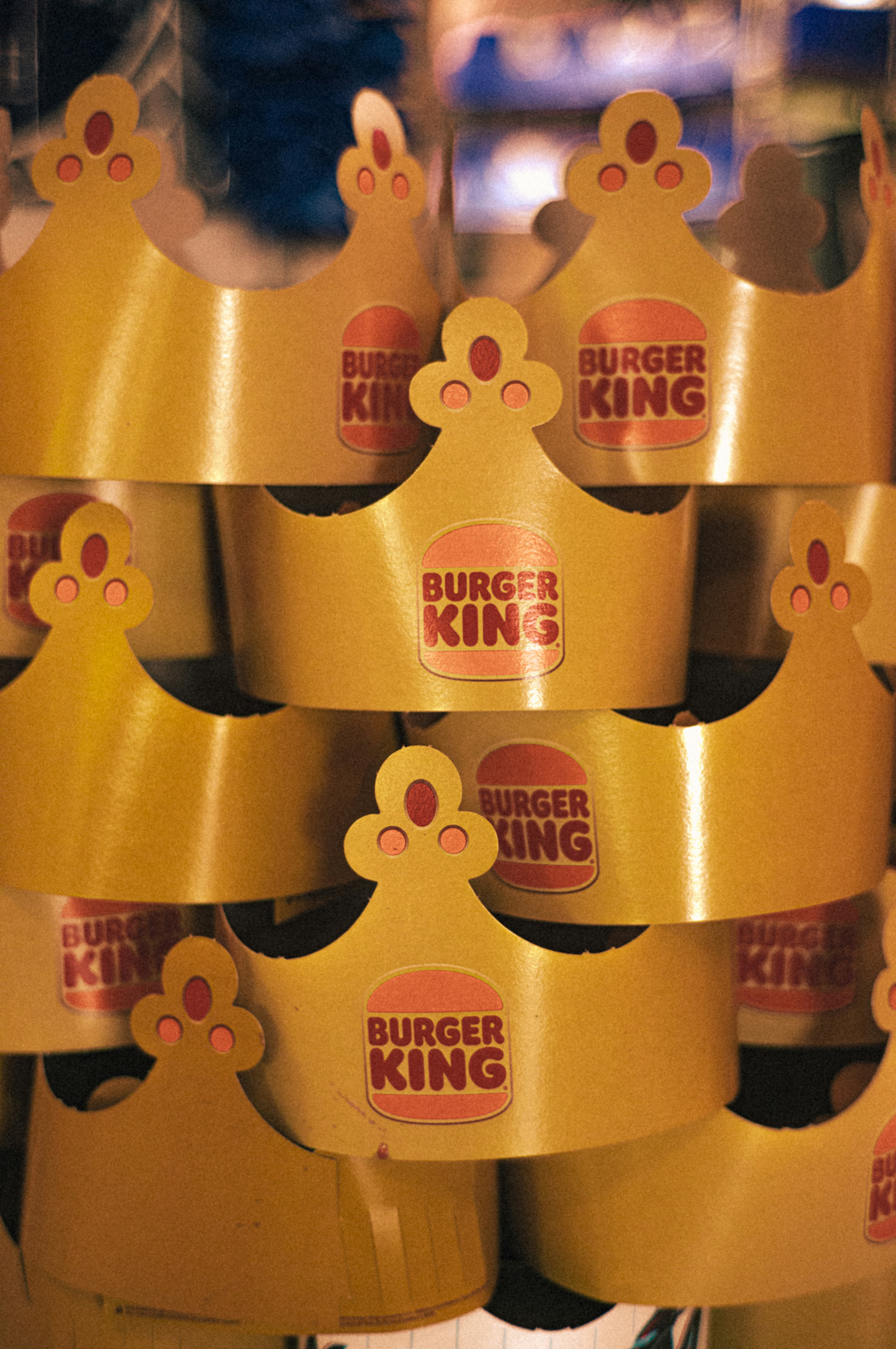 A bunch of burger king cups stacked on top of each other